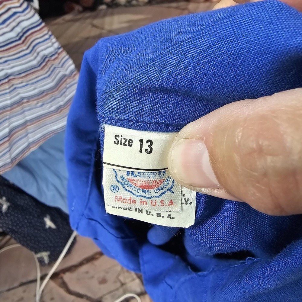 Vintage 1980s Dress Royal Blue Drop Waist Long Sleeve Button Down Collared - Picture 16 of 16